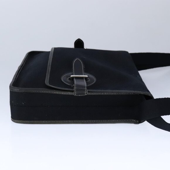 HERMES Buenaventura Shoulder Bag Canvas Black Auth - Picture 6 of 15